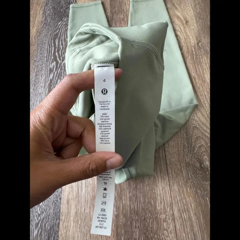 Lululemon Wunder Train With Pockets High Rise 25” Laurel Green Size 4 NWOT